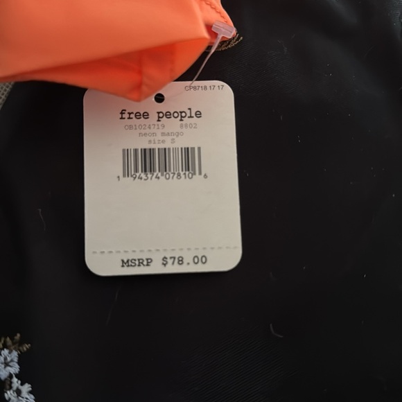 NEW Free People SMALL pretty lil running top neon mango FAST SHIP ✅ FREE GIFT 🎁 - Picture 4 of 9